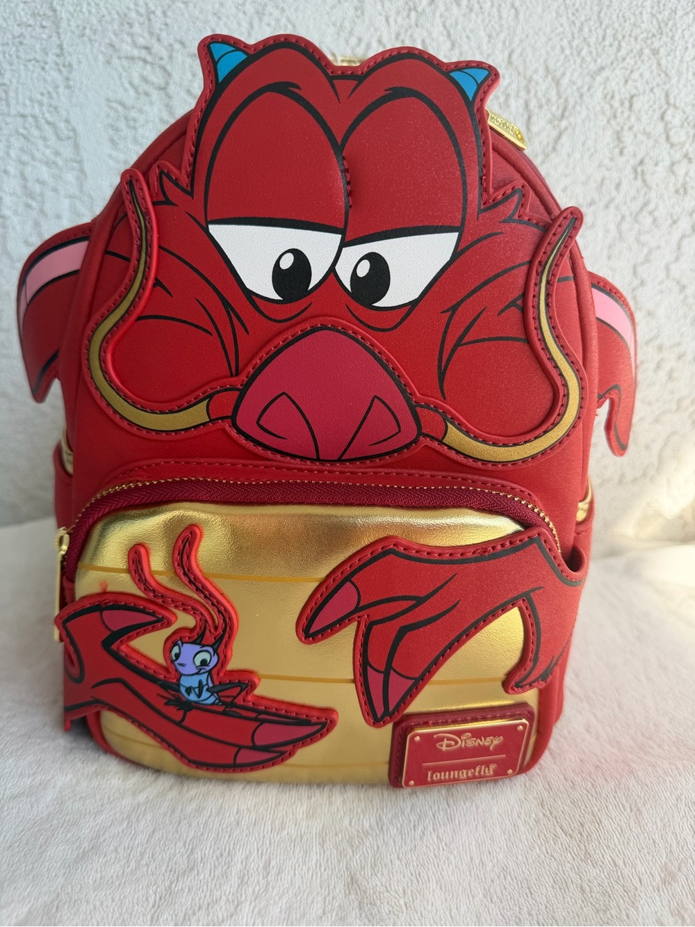 Loungefly Red and Gold Mushu Mini Backpack